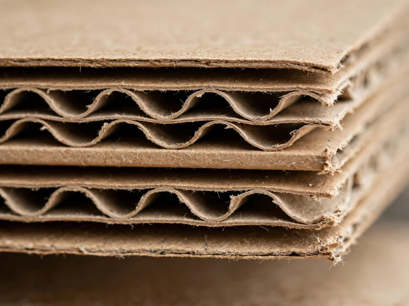 ECT-44 double-wall corrugated flute edge showing extreme crush-resistant thickness