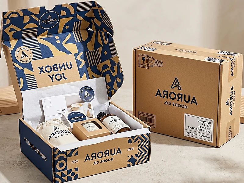 Eco-friendly unboxing scene packed with organic soaps, candles, and natural hemp twine