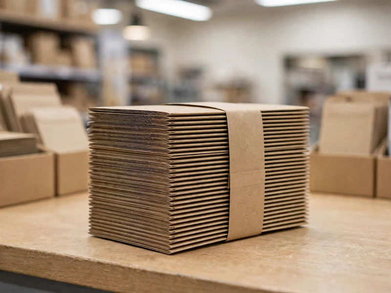 Pack of 100 flat mini mailer boxes taking up minimal retail counter space