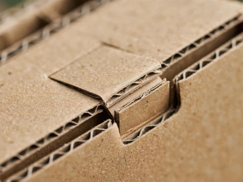 Micro E-flute cardboard precision creasing and tab-lock closure detail