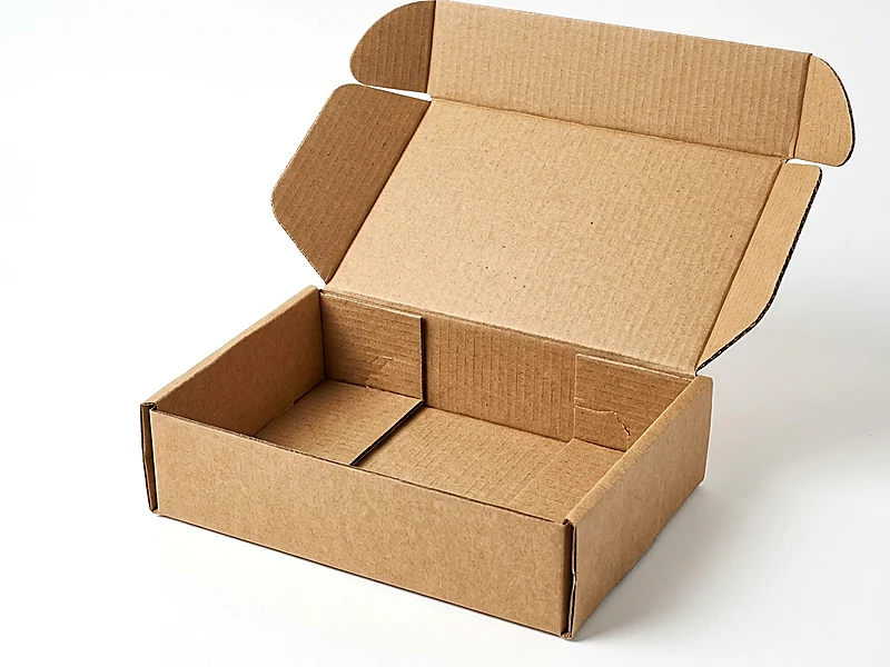 Open standard mailer box displaying generous internal volume and clean dust flaps