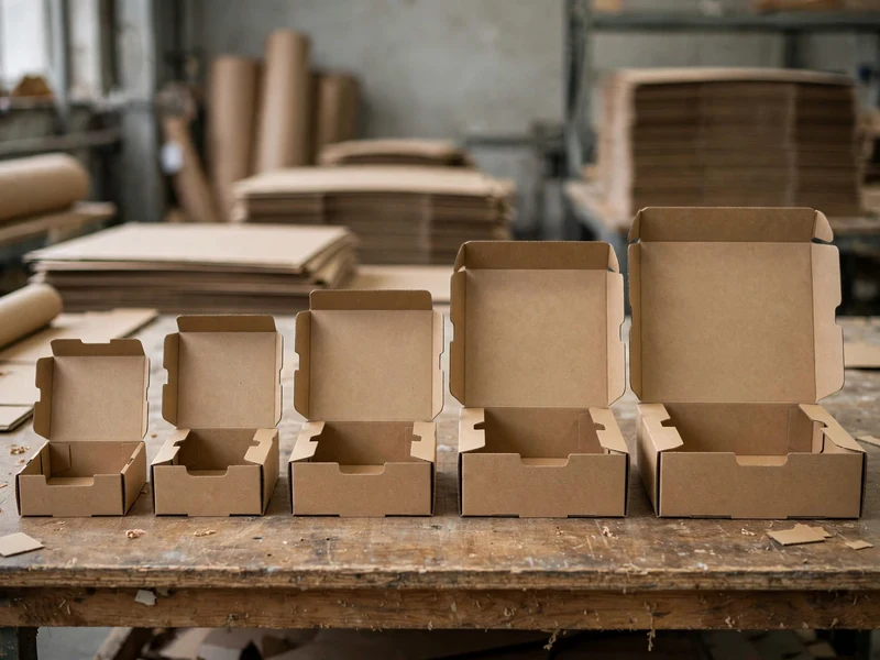 Lineup of multiple custom mailer sizes showing clean rotary die-cut edges